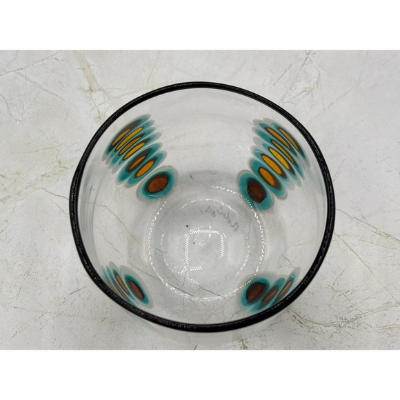 Hand Blown Art Glass Tumbler‎ Amber & Turquoise Oval Cane Design Artist Signe 04 - Picture 15 of 16